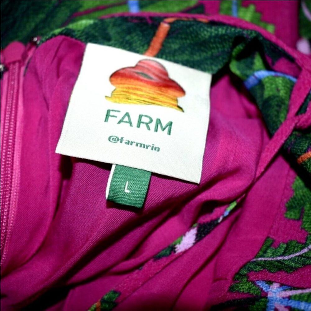 Farm Rio Women’s Pink Leaves Midi Dress NWT $280 - Picture 6 of 13
